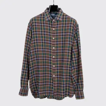 Polo Ralph Lauren Flannel Shirt XL Multicolor Plaid Made in Italy