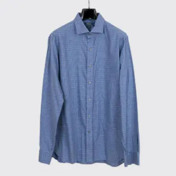 Polo Ralph Lauren Shirt Size 17 Blue Check Cotton Slim Fit