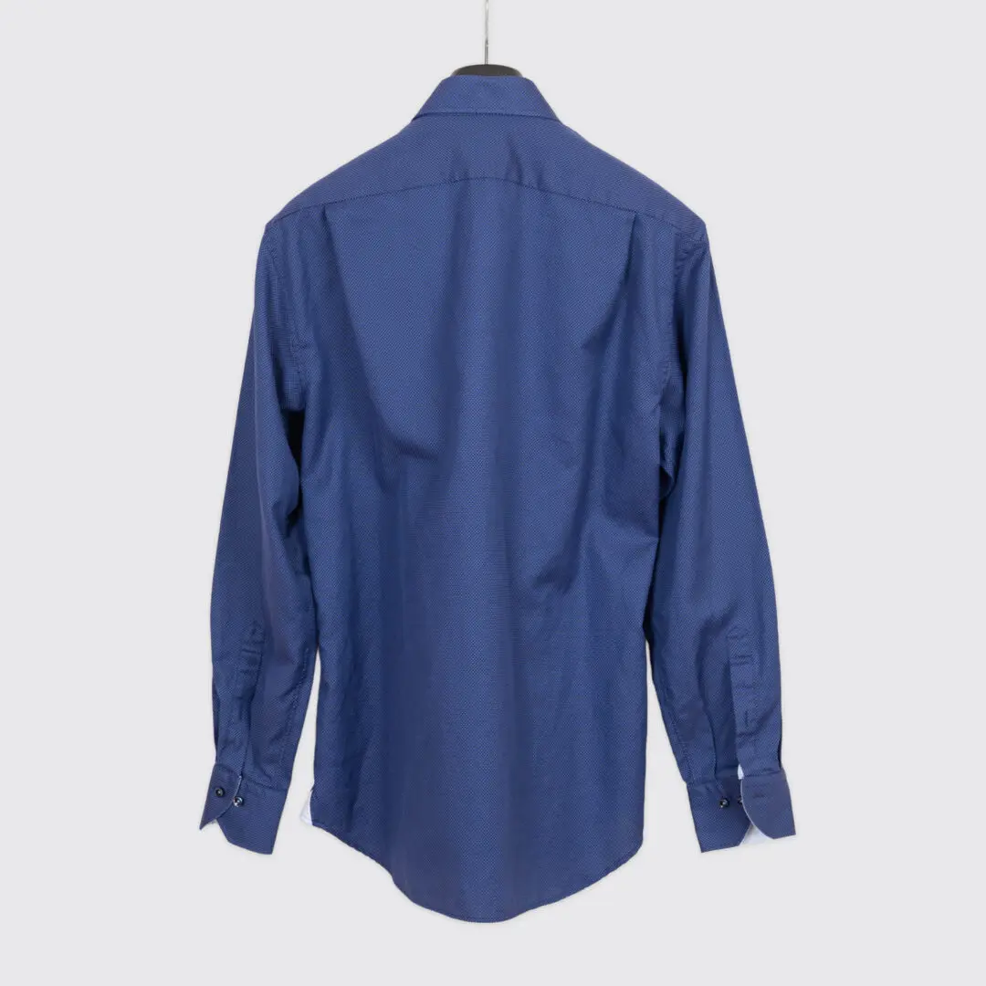 Stenstroms Dress Shirt Size 16.5 Men Navy Blue Micro Dot Cotton
