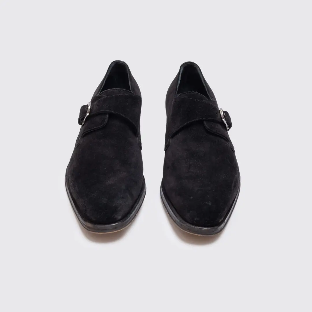 Salvatore Ferragamo Monk Strap Shoes Size 12 Men Black Suede