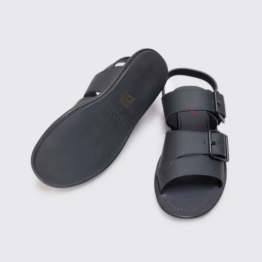 Lanvin Strap Sandals Size UK11 Men Dark Gray Smooth Calf Leather