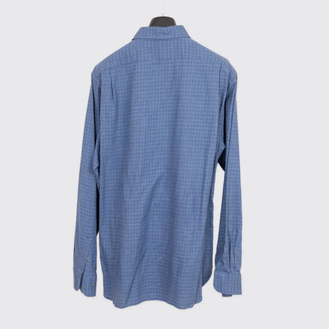 Polo Ralph Lauren Shirt Size 17 Blue Check Cotton Slim Fit