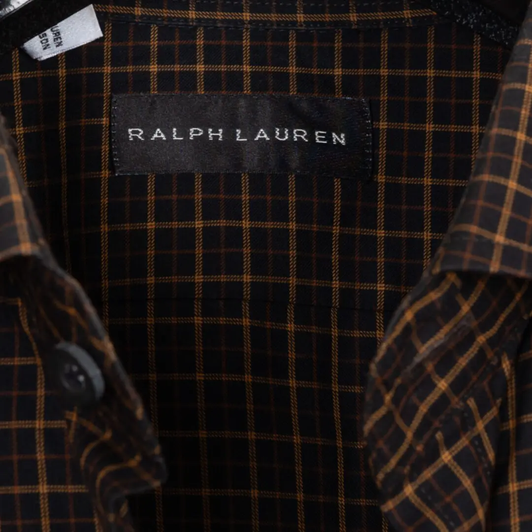 Ralph Lauren Black Label Shirt Size XL Men Black Gold Rust Check