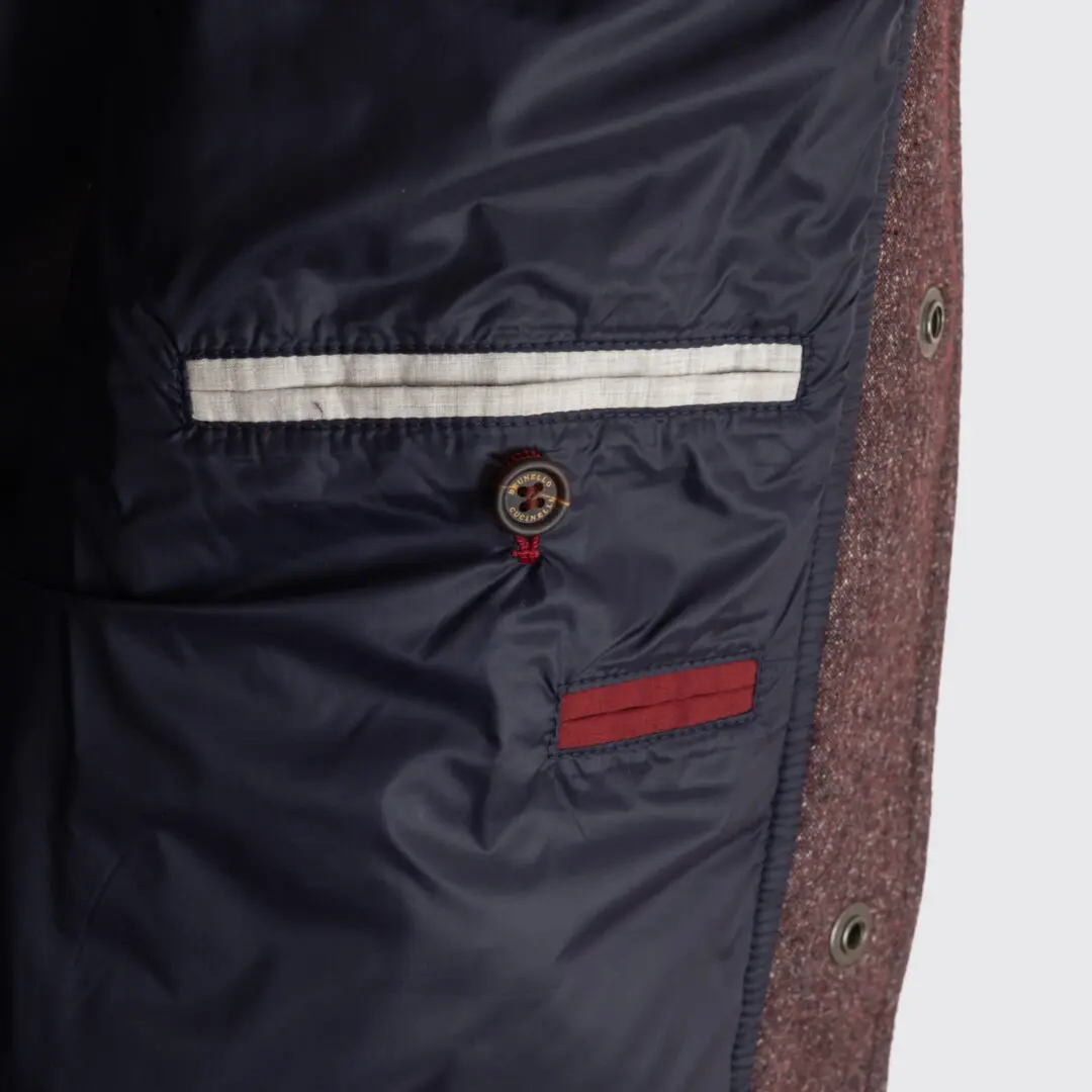 Brunello Cucinelli Padded Vest Size XL Men Burgundy Flecked Wool