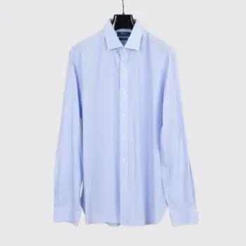 Polo Ralph Lauren Shirt Size 17 Men Blue Pinstripe Cotton Stretch