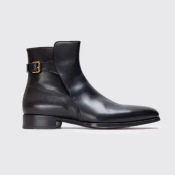 TOM FORD Ankle Boot Size 12.5 Men Black Leather Brass Buckle