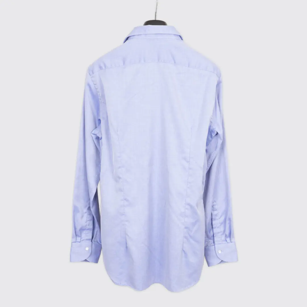 Canali Dress Shirt Size 17 Men Sky Blue Geometric Print Cotton
