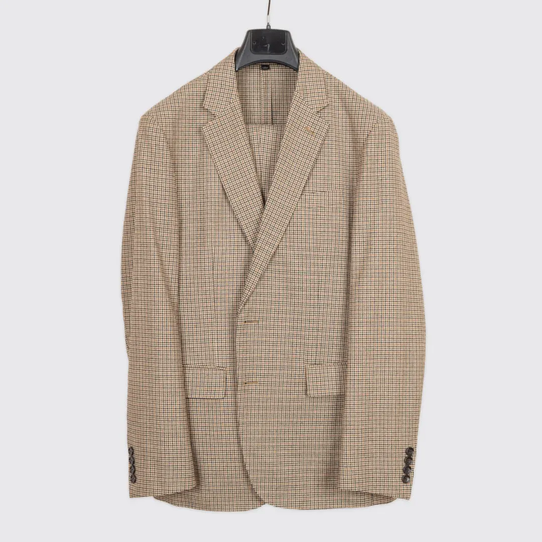 J.Crew Ludlow Suit Size 40 Brown Houndstooth Slim Fit Houndstooth