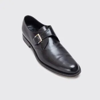 PRADA Shoes Size UK10 Men Black Leather Monk Strap with Buckle