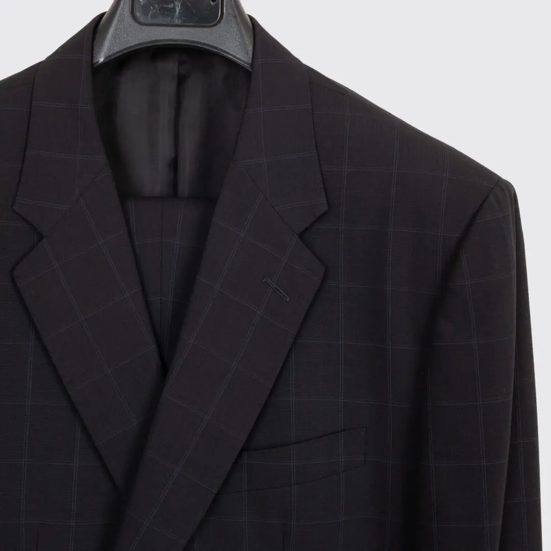 Corneliani Suit Size EU56 Men Black Windowpane Check Wool Vogue