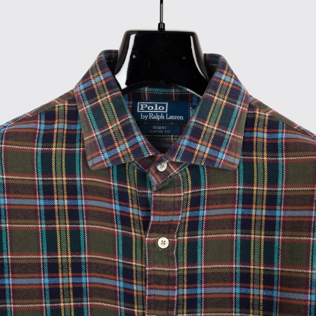 Polo Ralph Lauren Flannel Shirt XL Multicolor Plaid Made in Italy