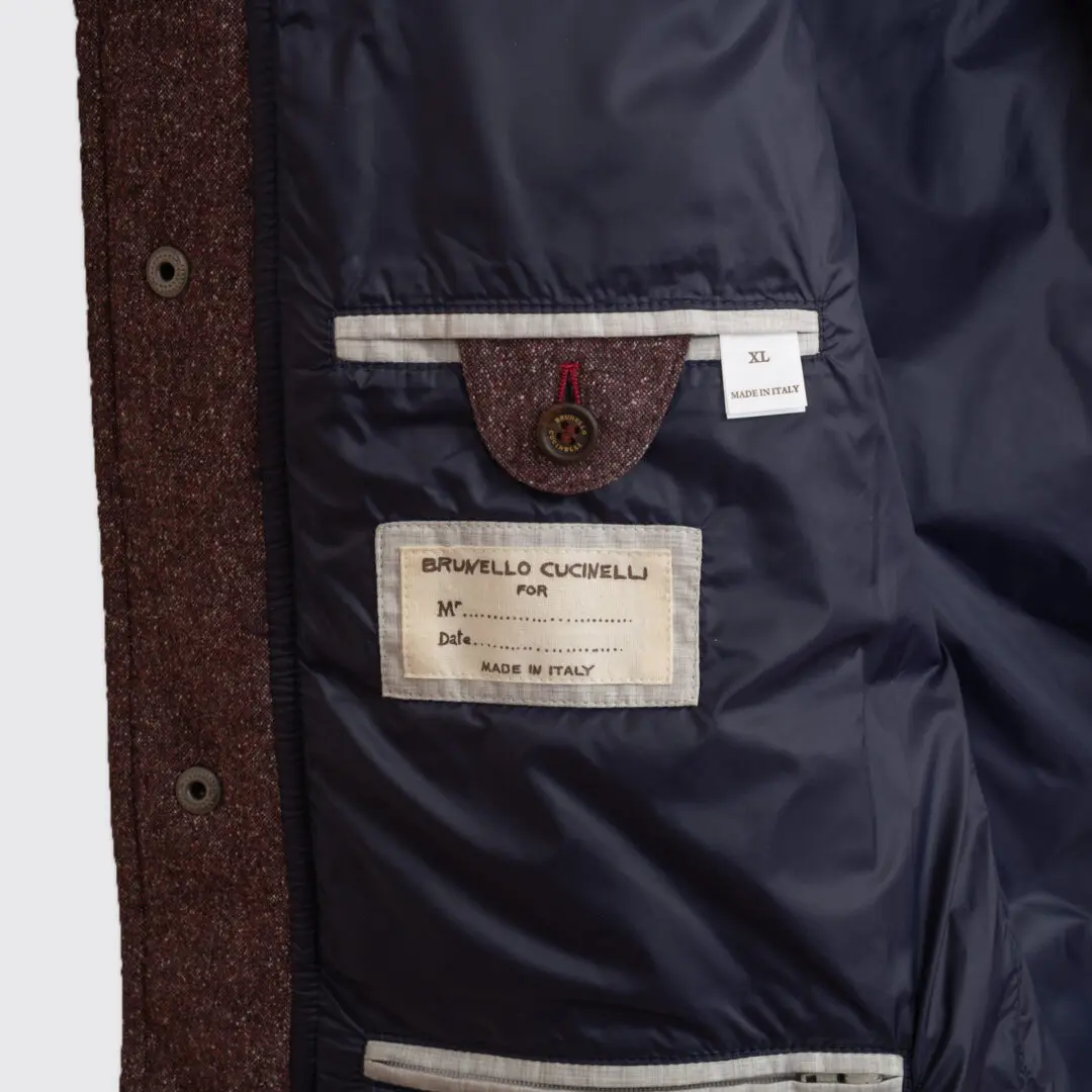 Brunello Cucinelli Padded Vest Size XL Men Burgundy Flecked Wool