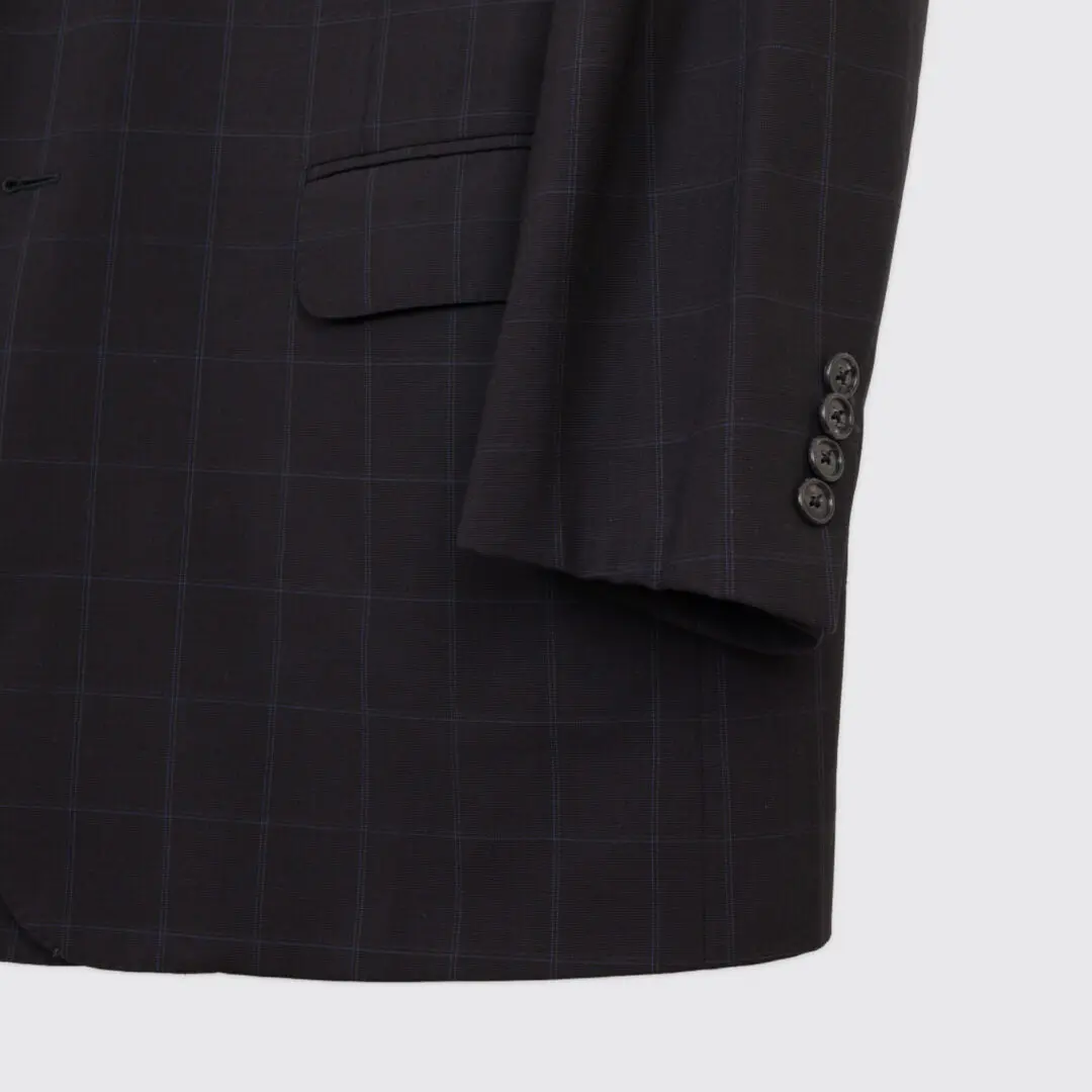 Corneliani Suit Size EU56 Men Black Windowpane Check Wool Vogue