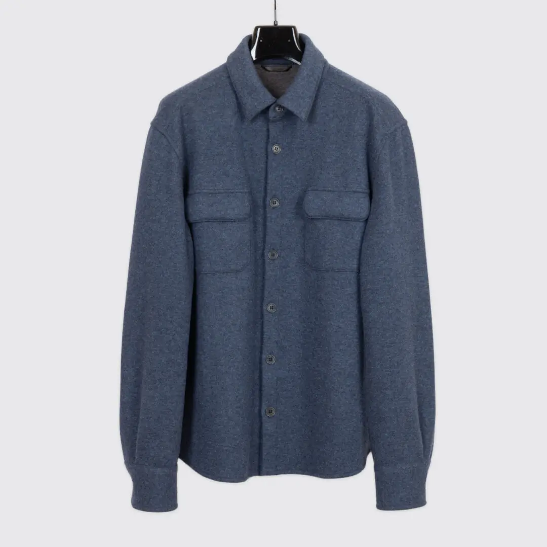 Loro Piana Cashmere Overshirt Size L Men Indigo Blue Made in Italy