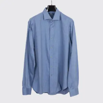 Polo Ralph Lauren Shirt Size 17 Blue Herringbone Stripe Cotton