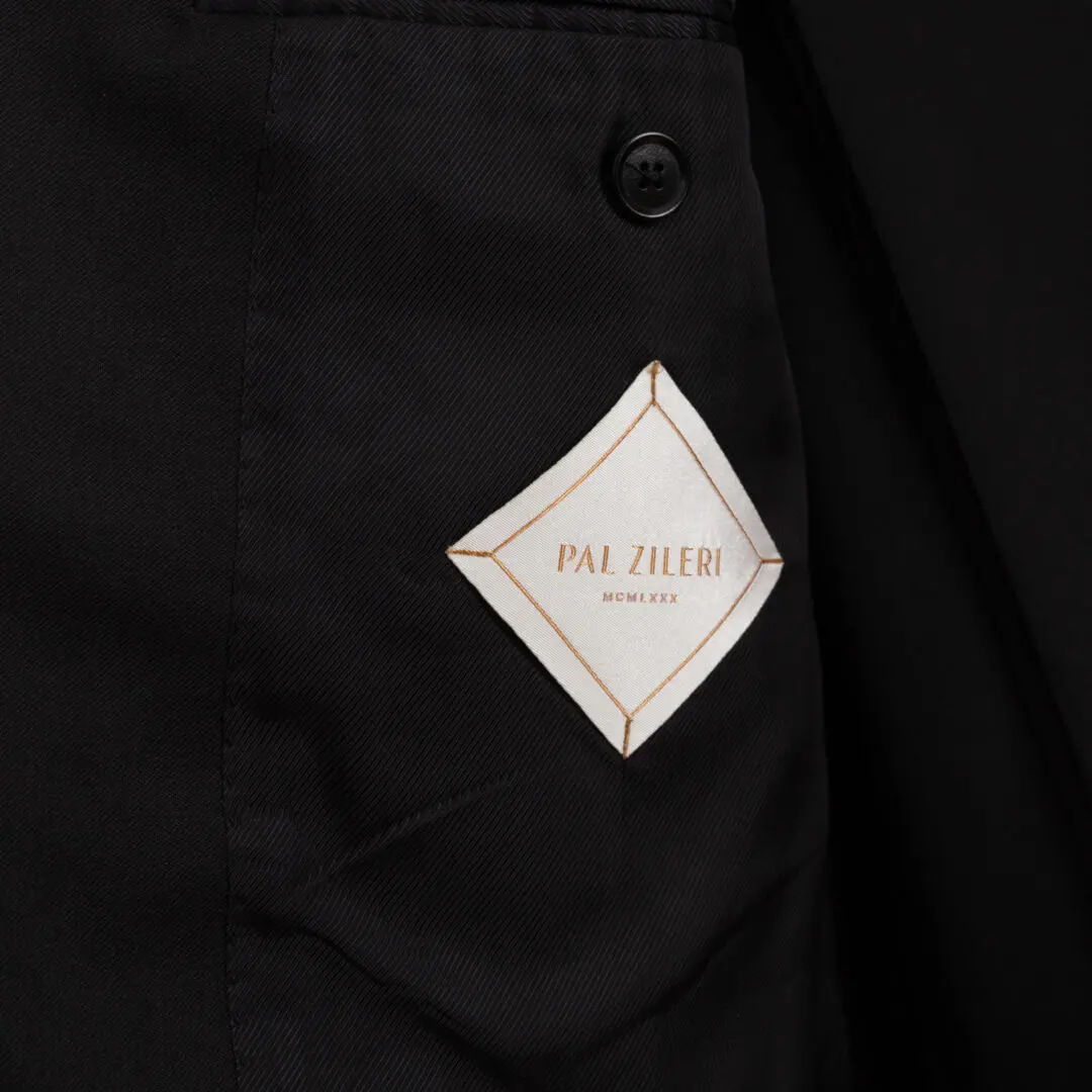 Pal Zileri Suit EU54 Black Wool 2-Button Vicenza Made in Italy