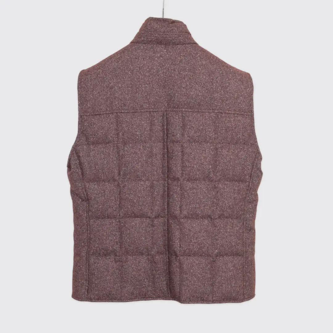 Brunello Cucinelli Padded Vest Size XL Men Burgundy Flecked Wool