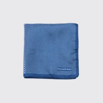 Ermenegildo Zegna Pocket Square Royal Blue Silk Geometric Print