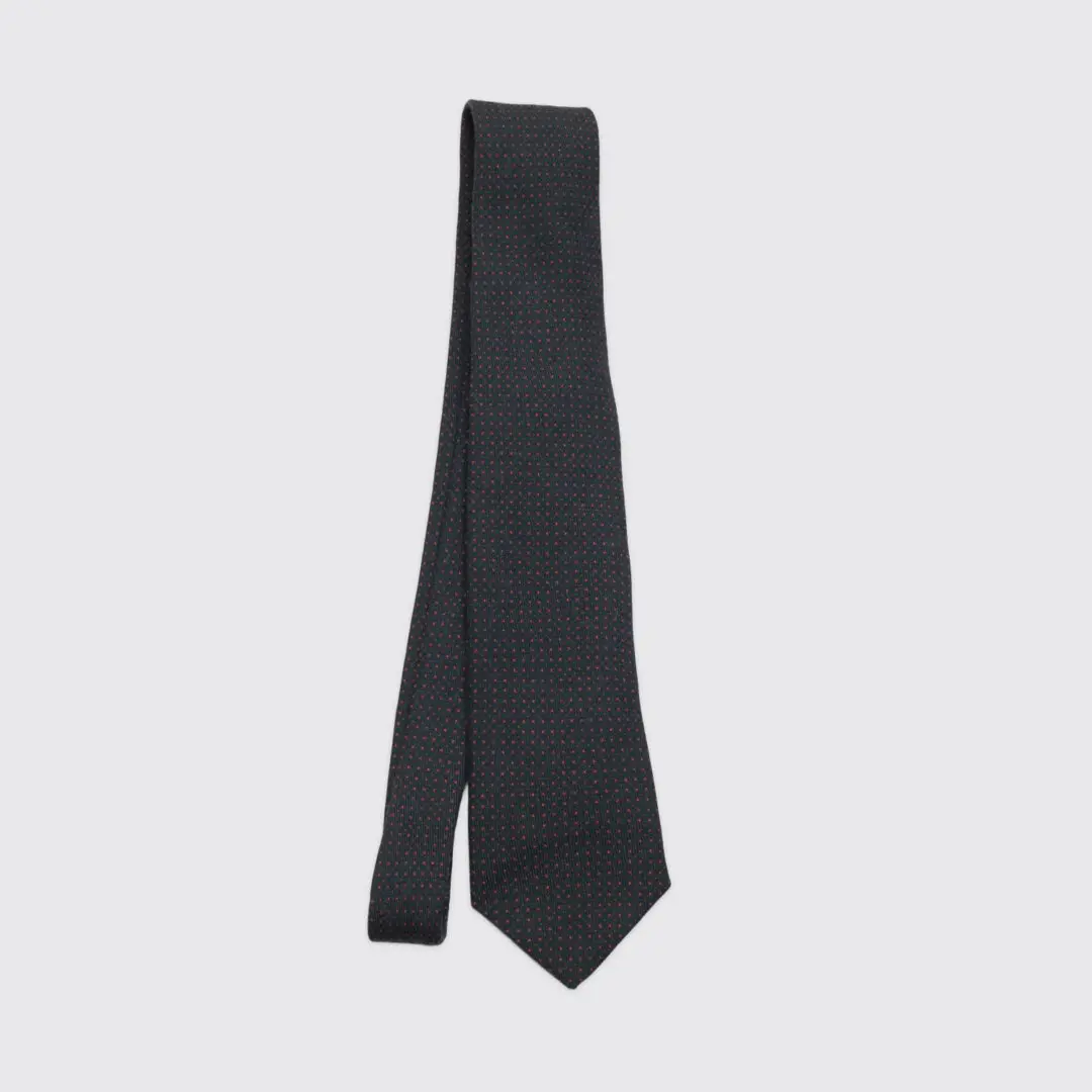 Beckett & Robb Wool Tie Hunter Green Red Pin Dot Made in Italy
