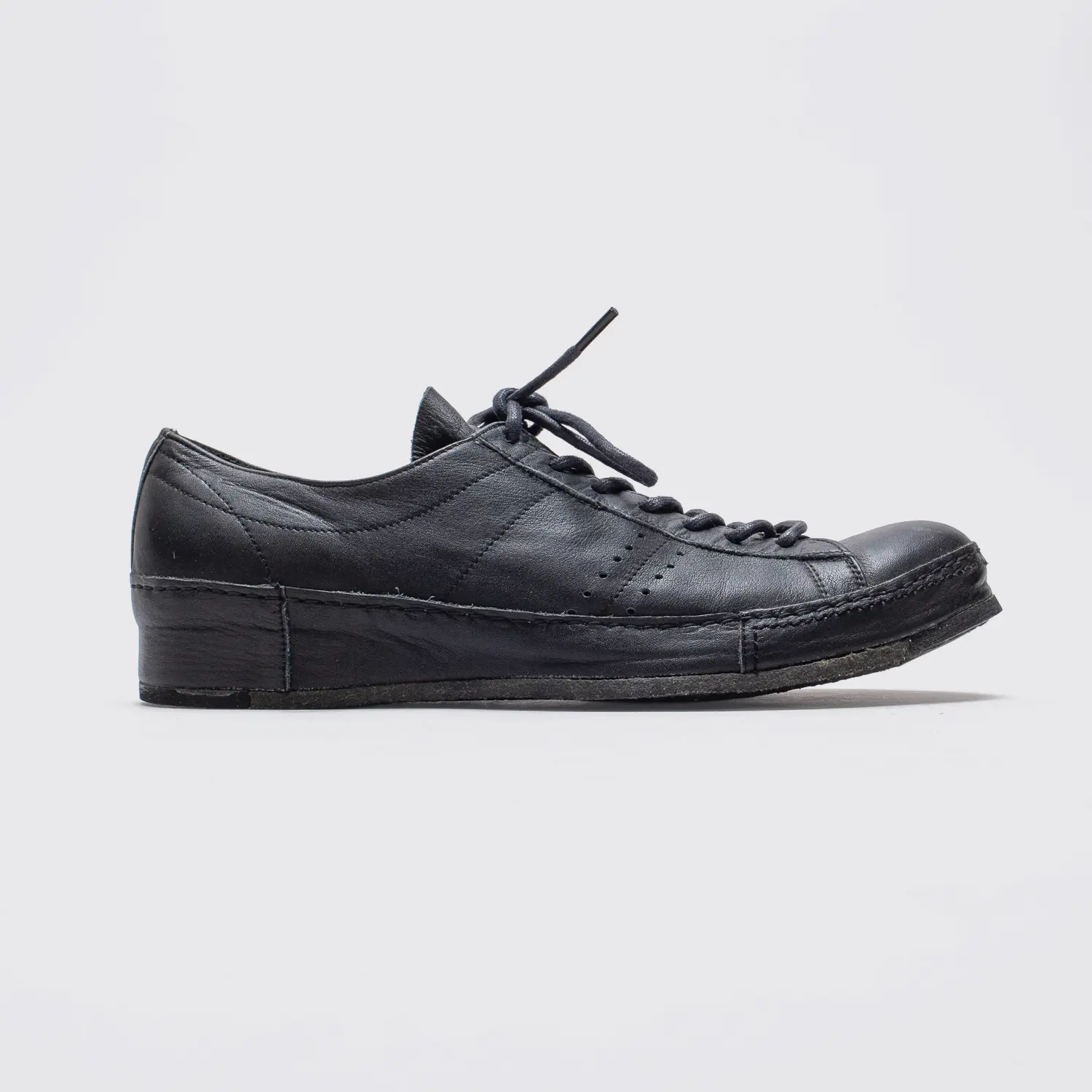 Yohji Yamamoto Shoes Lace Up Sneaker Size 9 (JP27) Black Leather Made in Japan