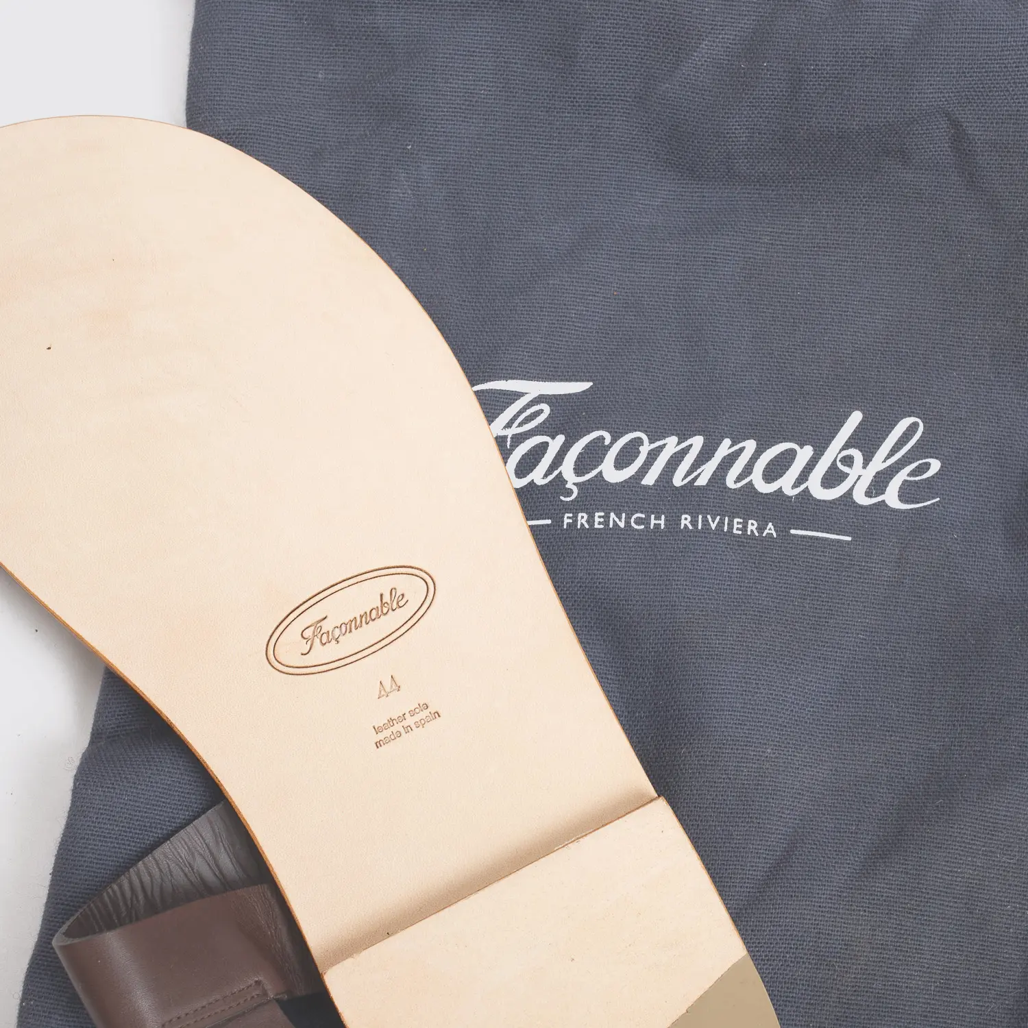 Faconnable Strap Sandals Size 11 Men Dark Brown Leather Buckle Made in Spain