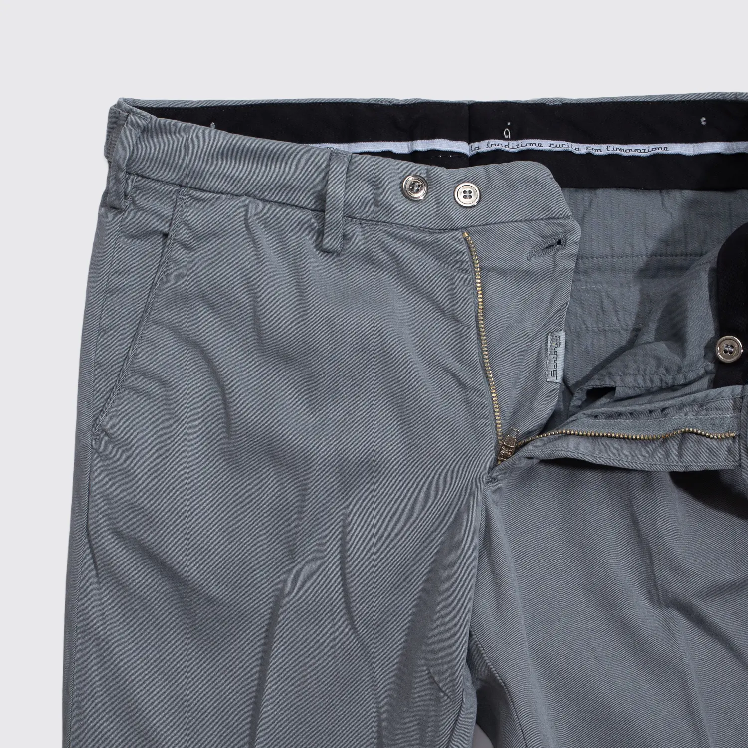 Sartorio Napoli Chino Pants Size W32 L28 Gray Lyocell Slim Fit Made in Italy