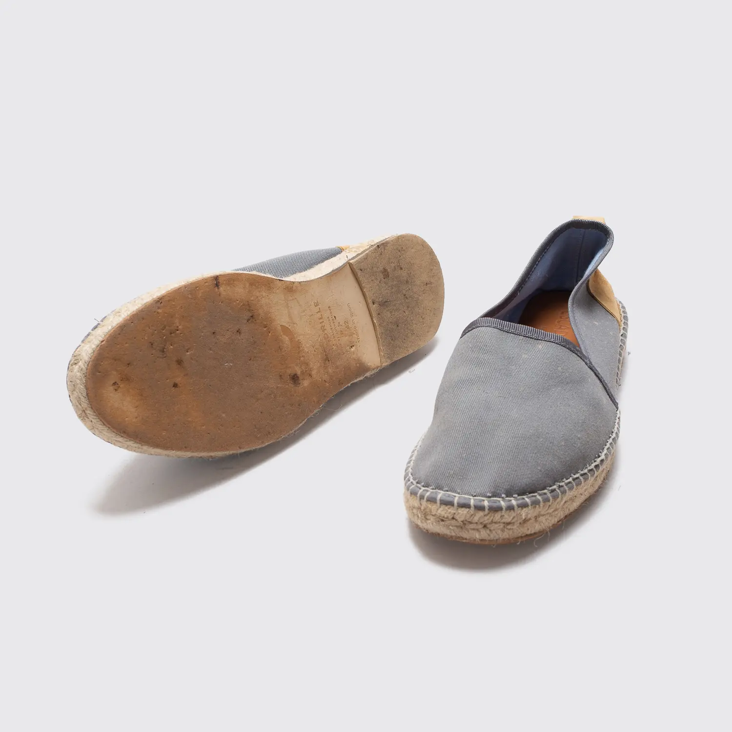 Escadrille Paris Ilbarritz Espadrille Slip On Size 9 Gray Cotton Made in Spain