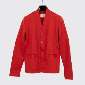 Dehen 1920 Sweater Size S Collegiate Cardigan Forster Red w/ Leather Elbow Patch