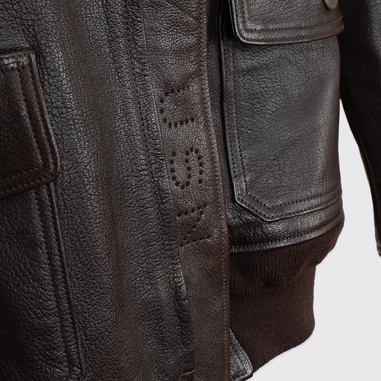 The Real McCoy's G-1 Leather Flight Jacket Dark Brown Goatskin Wool Trim Bomber