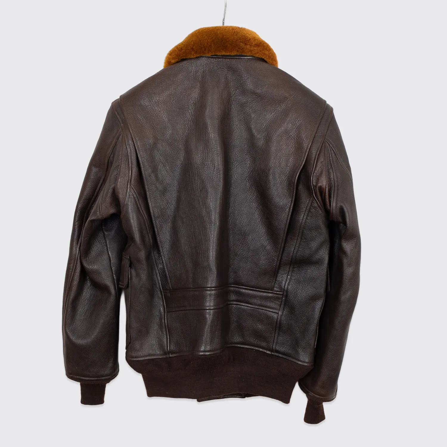 The Real McCoy's G-1 Leather Flight Jacket Dark Brown Goatskin Wool Trim Bomber