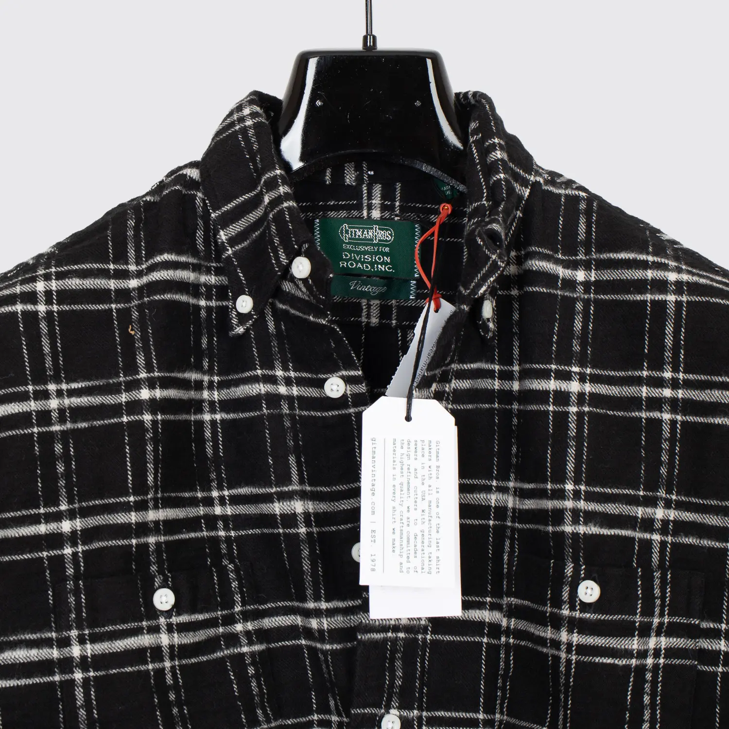 Gitman Vintage Shirt Warm Japanese Slubbed Cotton Twill Black/White Check