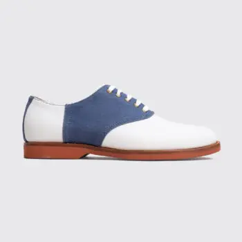 Polo Ralph Lauren Orval Saddle Shoes Size 10.5 Men White Nubuck Leather w/ Denim