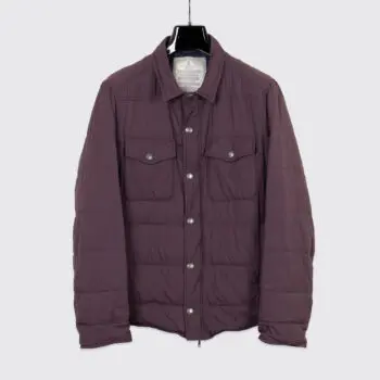 Brunello Cucinelli Down Jacket Size XS Purple Lightweight Quilted Overshirt
