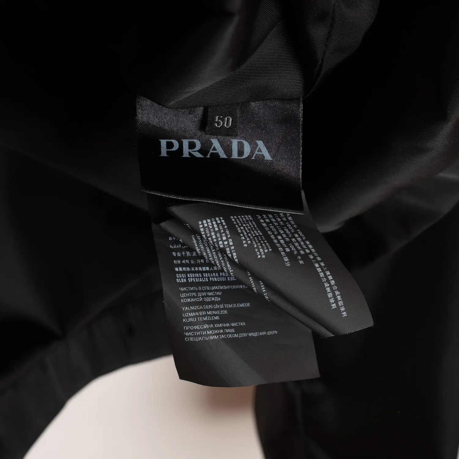Prada Jacket Size EU50 Black Zip Front Polyamide w/ Leather Trim Windbreaker