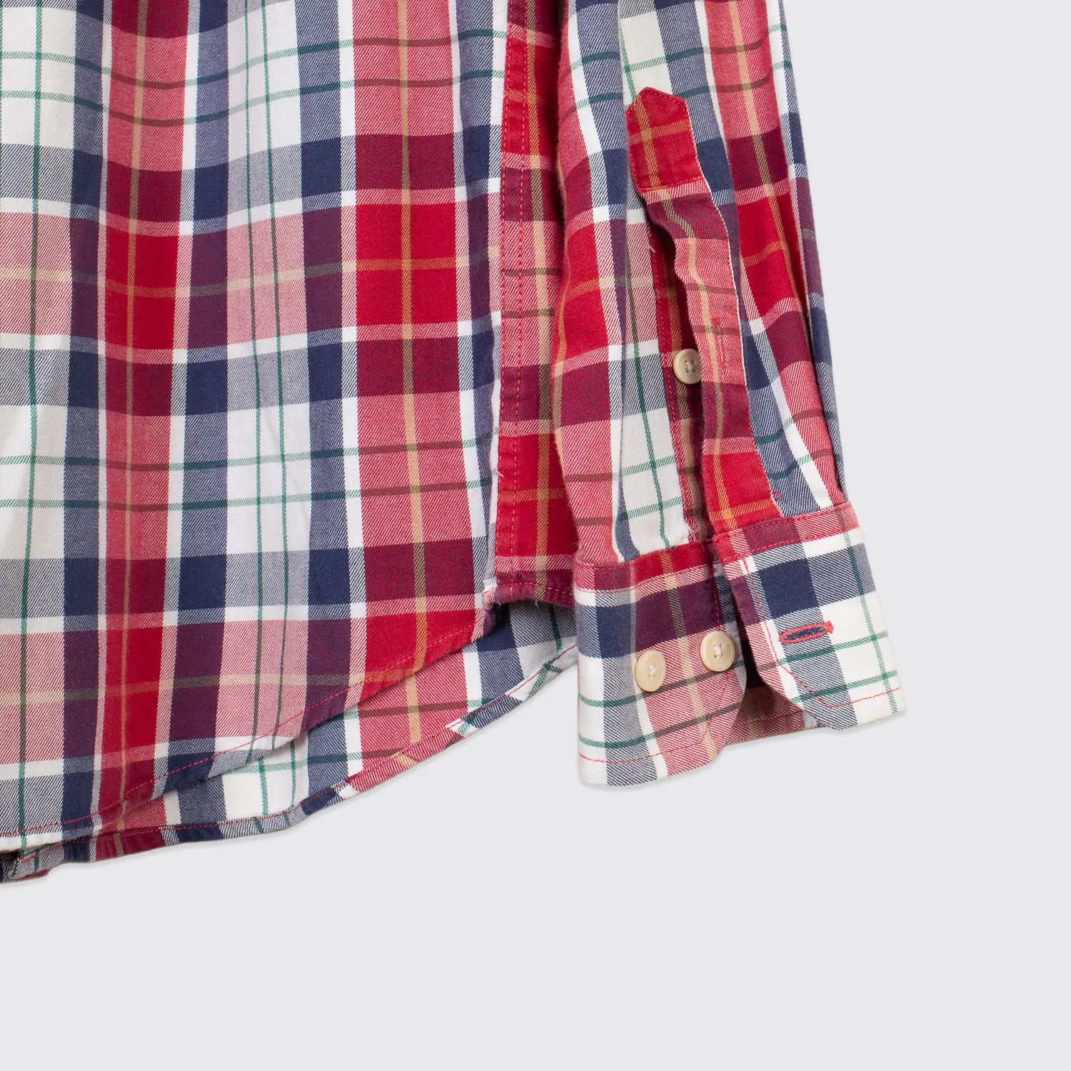 United by Blue Shirt Size S Men Red Navy Plaid Organic Cotton Twill Button Down