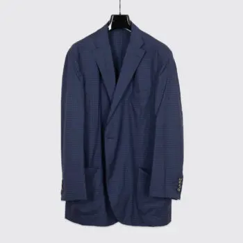 Boglioli Jacket Size EU60 Navy Blue Check Ultralight Wool Soft Shoulder 3-Button
