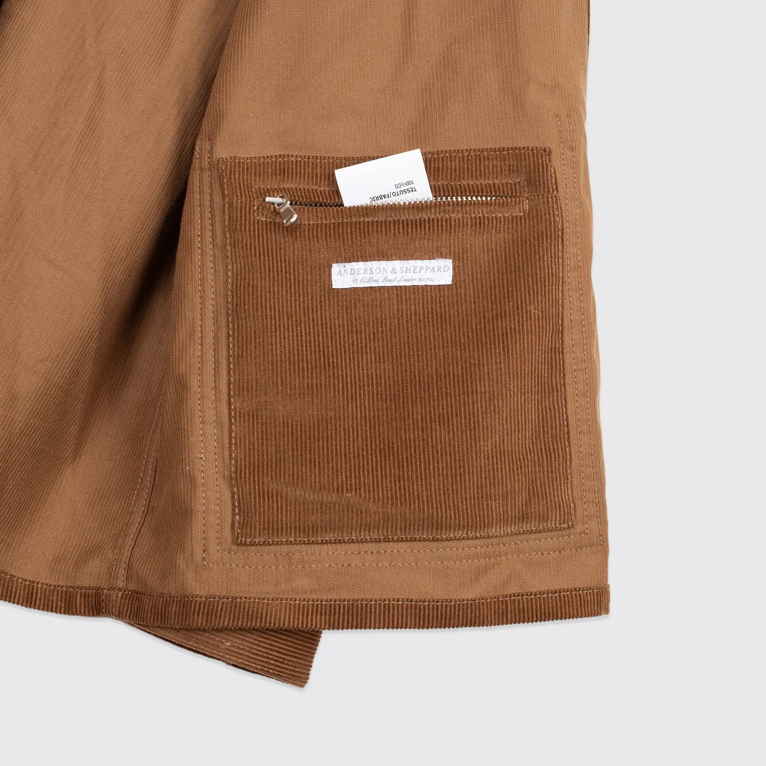 Anderson & Sheppard No. 2 Corduroy Work Jacket Size S Tan Pinwale Made in Italy