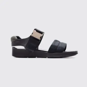 Prada Sandals Size UK10 Men Black Leather Platform Sole Nylon Strap + Buckle