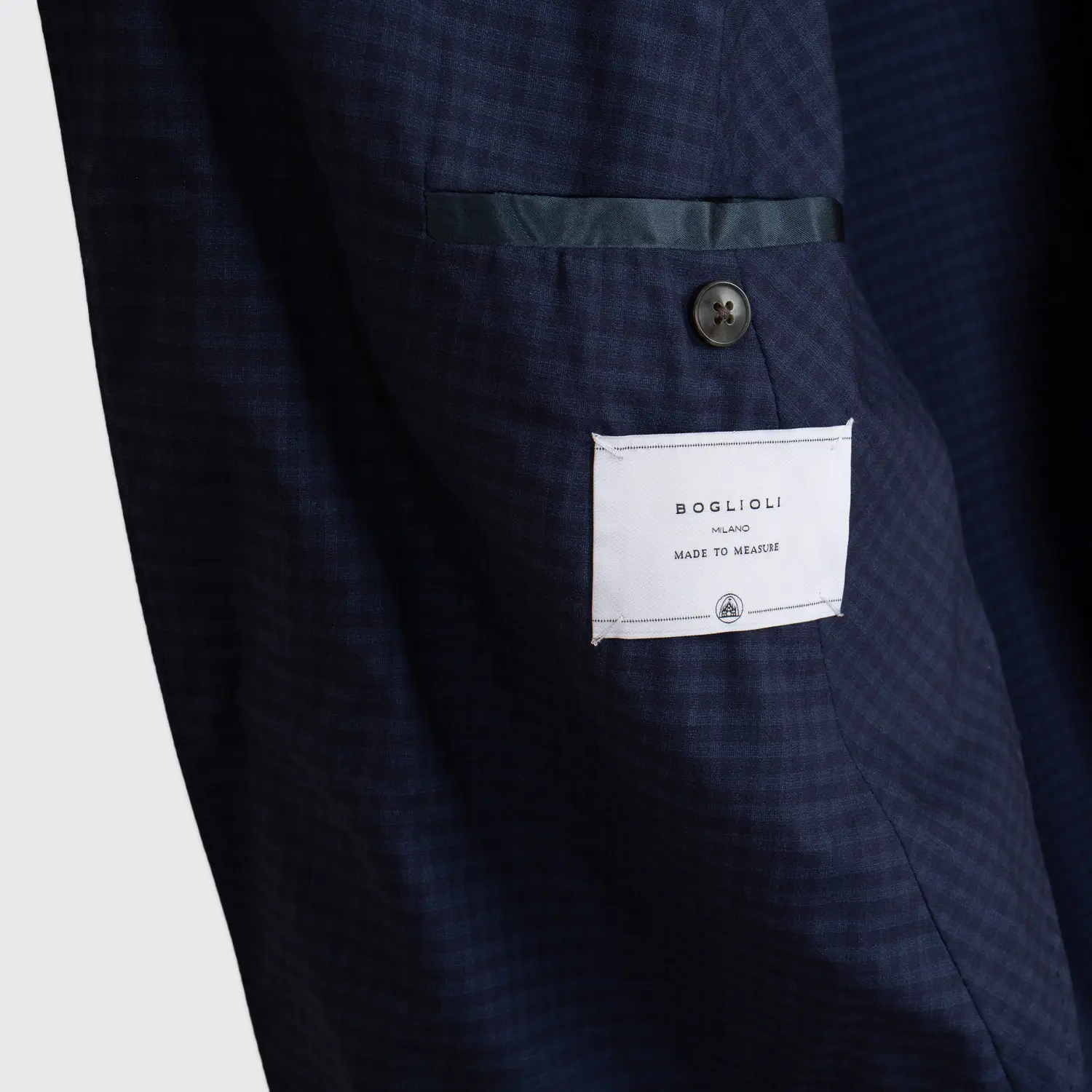 Boglioli Jacket Size EU60 Navy Blue Check Ultralight Wool Soft Shoulder 3-Button