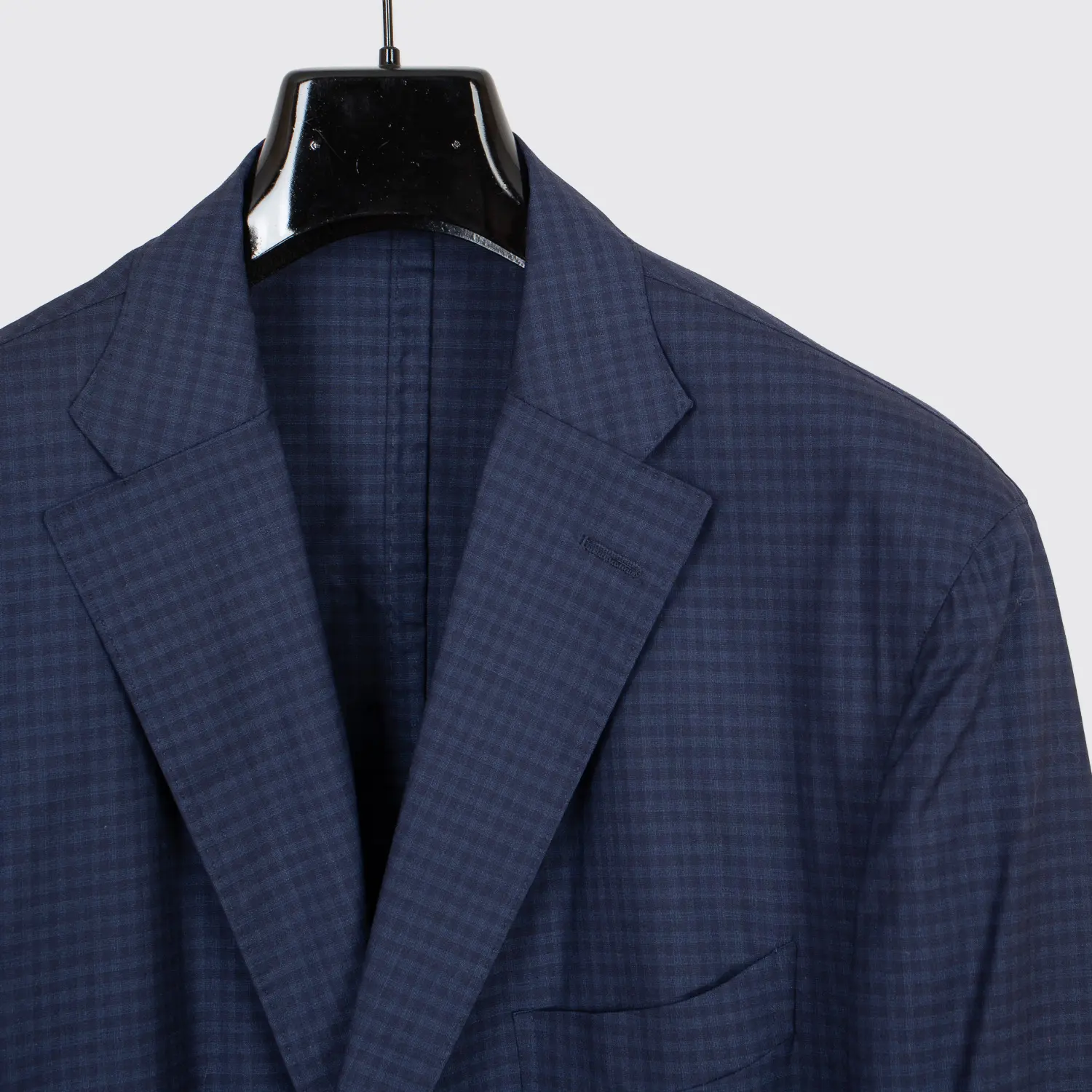 Boglioli Jacket Size EU60 Navy Blue Check Ultralight Wool Soft Shoulder 3-Button