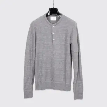 Billy Reid Henley Sweater Size S Men Gray Merino Wool Cotton Knit Made in Italy