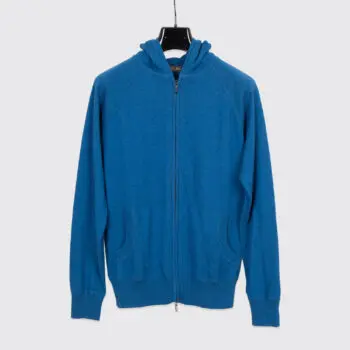 Loro Piana Portland Cashmere Silk-Blend 2-Way Zip Hoodie Size S Men Blue Knit