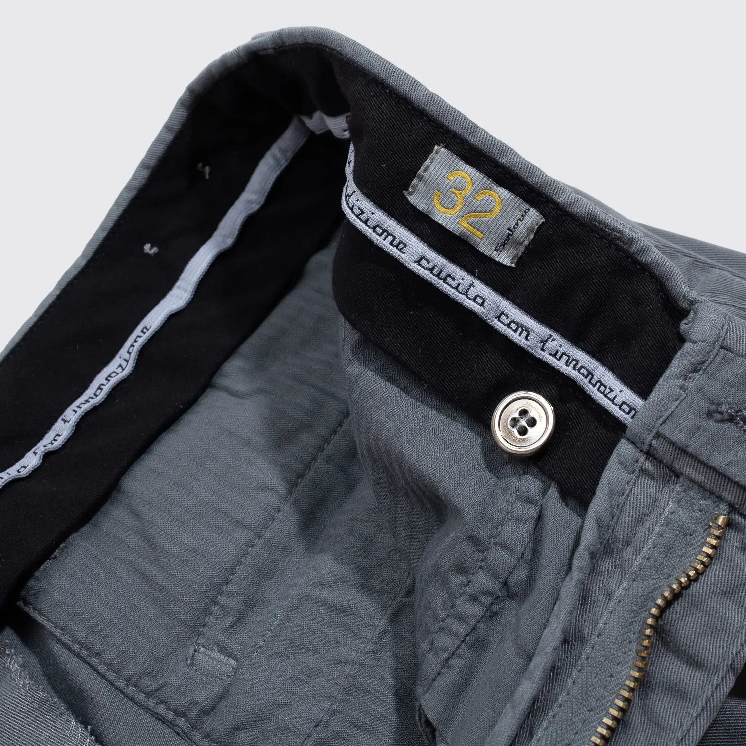 Sartorio Napoli Chino Pants Size W32 L28 Gray Lyocell Slim Fit Made in Italy