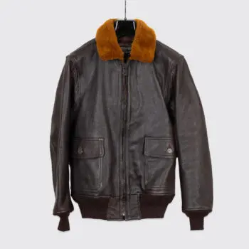The Real McCoy's G-1 Leather Flight Jacket Dark Brown Goatskin Wool Trim Bomber
