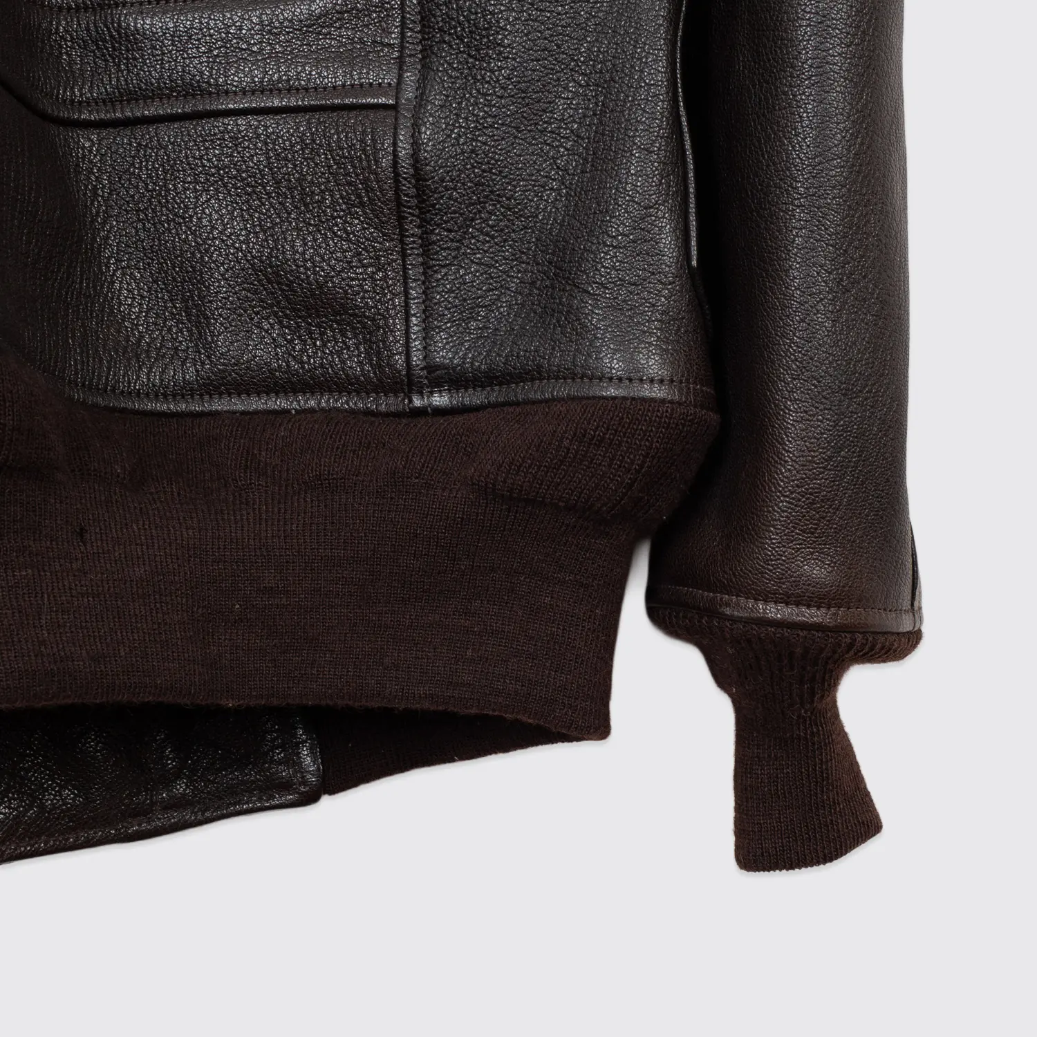 The Real McCoy's G-1 Leather Flight Jacket Dark Brown Goatskin Wool Trim Bomber