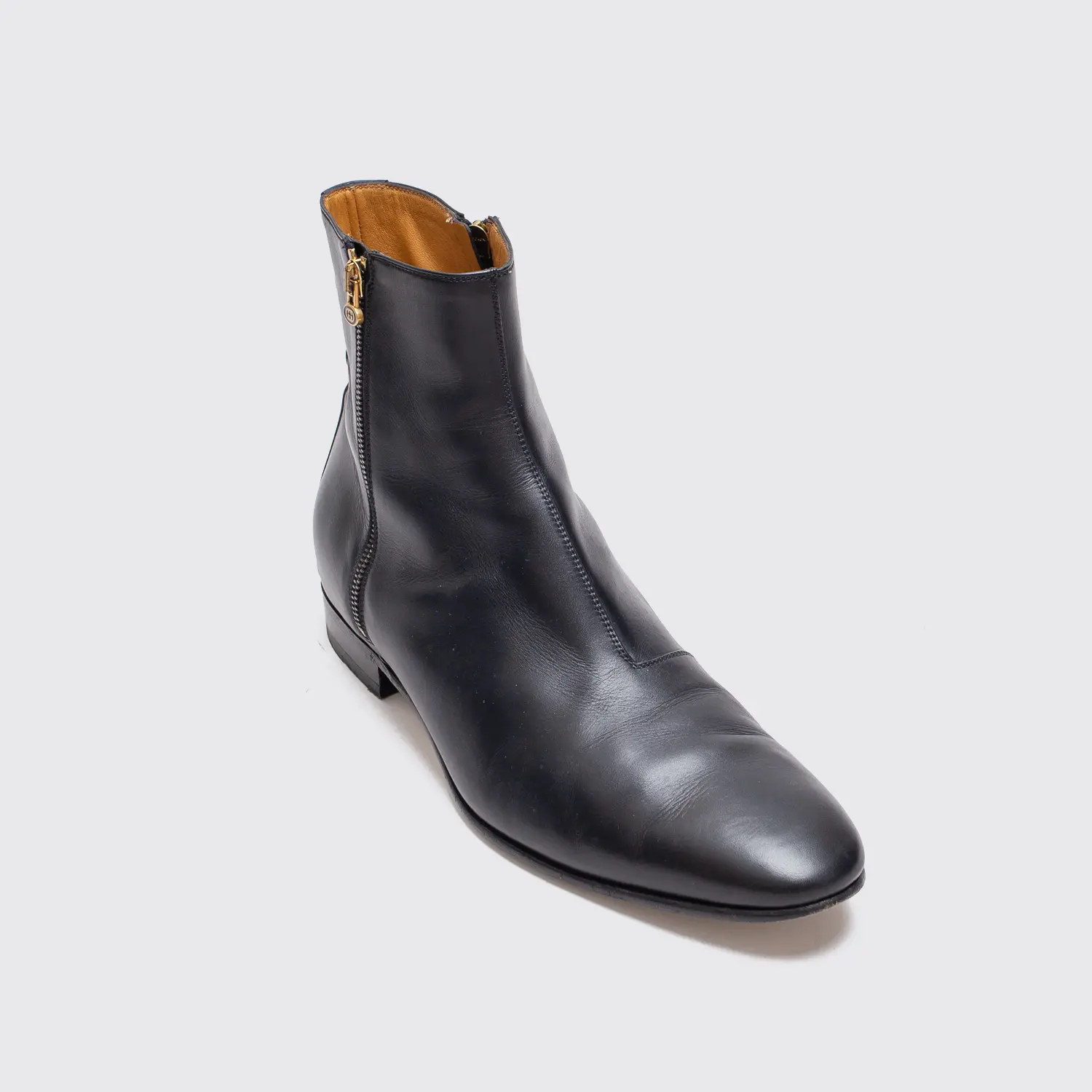 Gucci Boots Size UK10 Black Leather Double Zipper Made in Italy