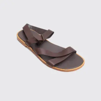 Faconnable Strap Sandals Size 11 Men Dark Brown Leather Buckle Made in Spain