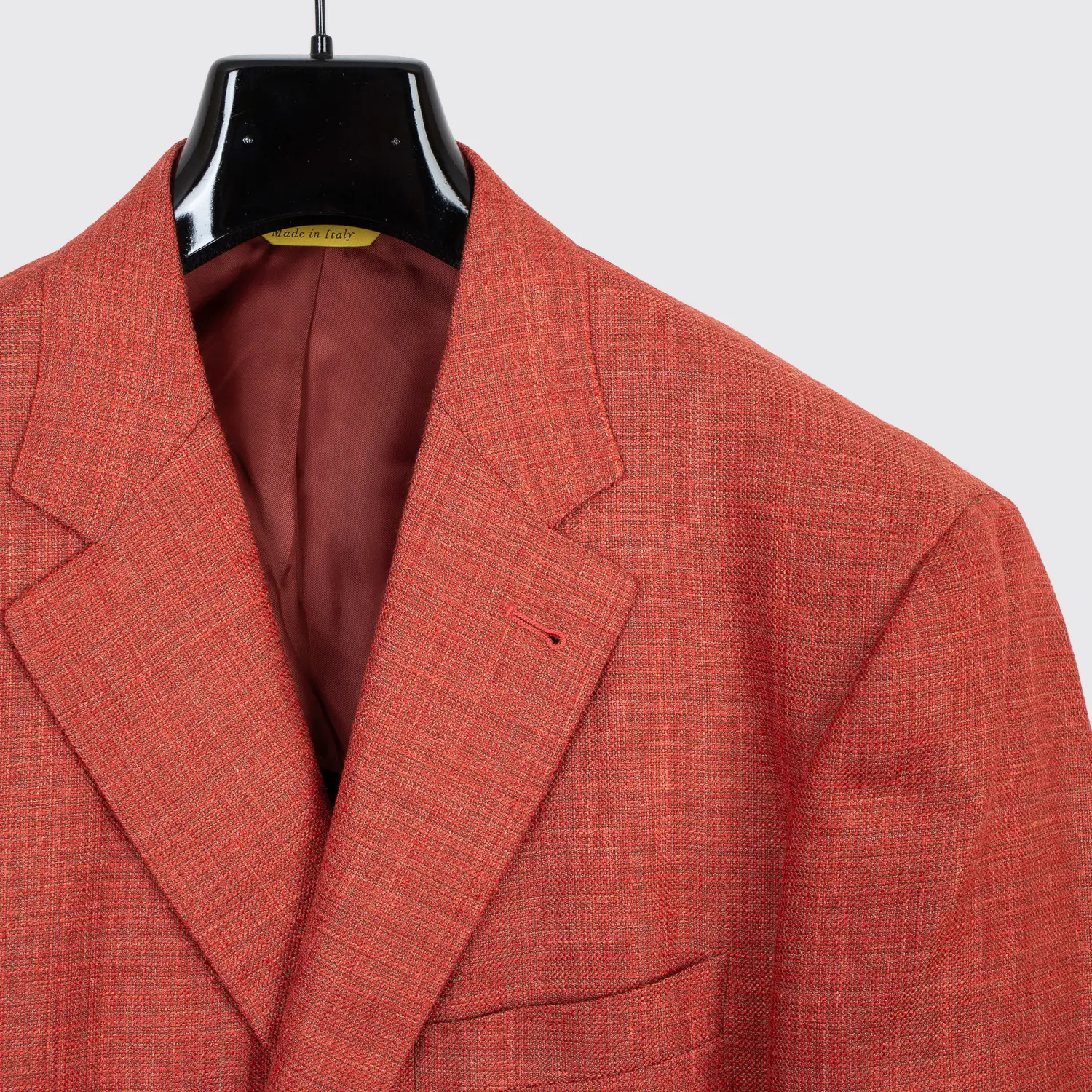 Canali Kei Jacket Size EU60 Men Orange/Red Basket Weave Wool 2-Button Short Fit