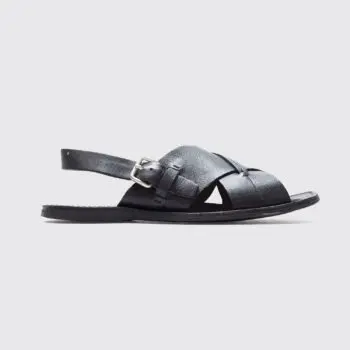 Prada Sandals Size UK9.5 Men Black Leather Rubber Sole with Buckle Made in Italy