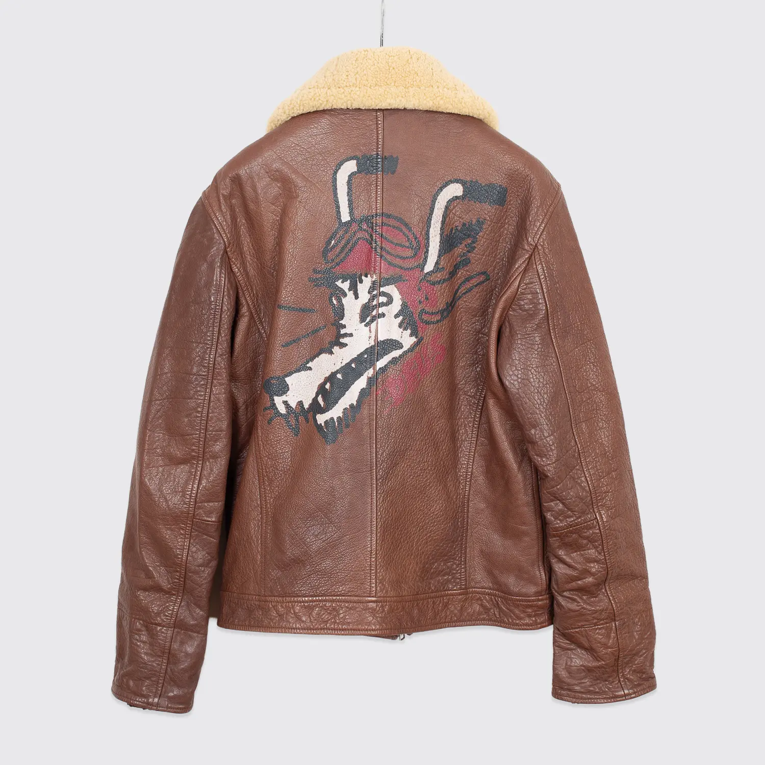 Deus Ex Machina The Greaser Jacket Size XL Men Roca Brown Leather Sherpa Collar